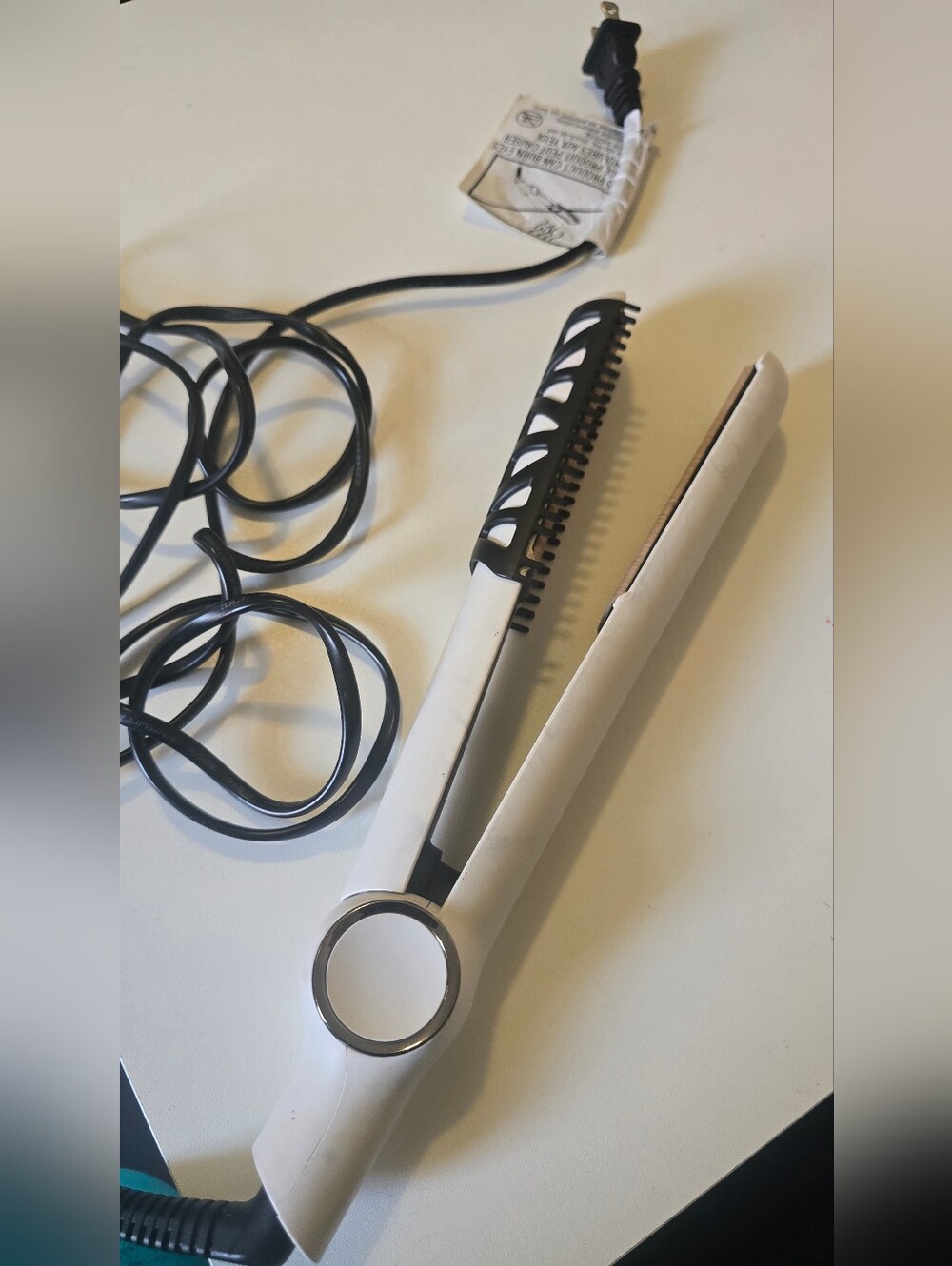 White Ceramic Hair Straightener with Brush Attachment